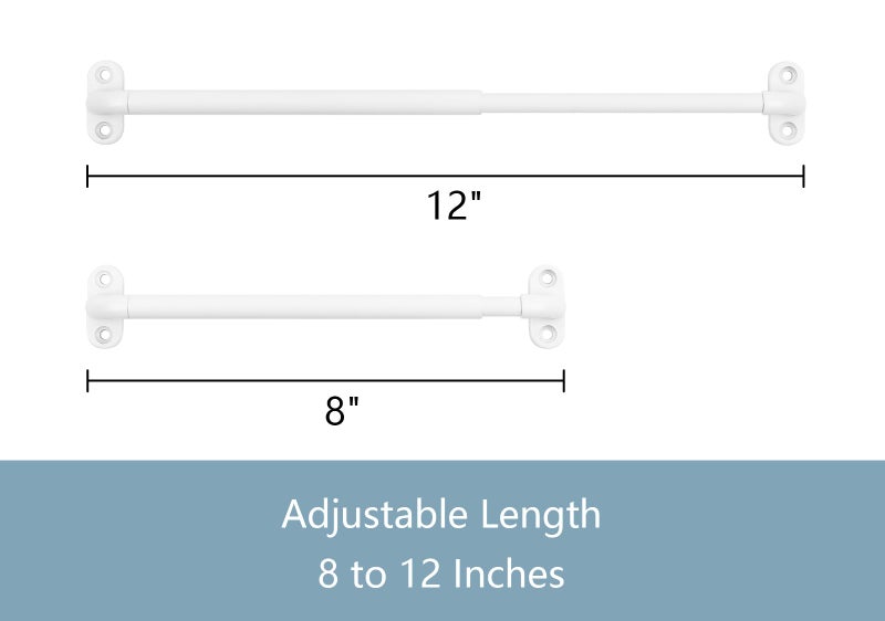 TYRON TYRON TYRON 4 Pack Screwed Sash Curtain Rod Adjustable 8-12 Inch, 3/8 In. Diameter, Mini Sidelight Window Rod (White) - Image 2